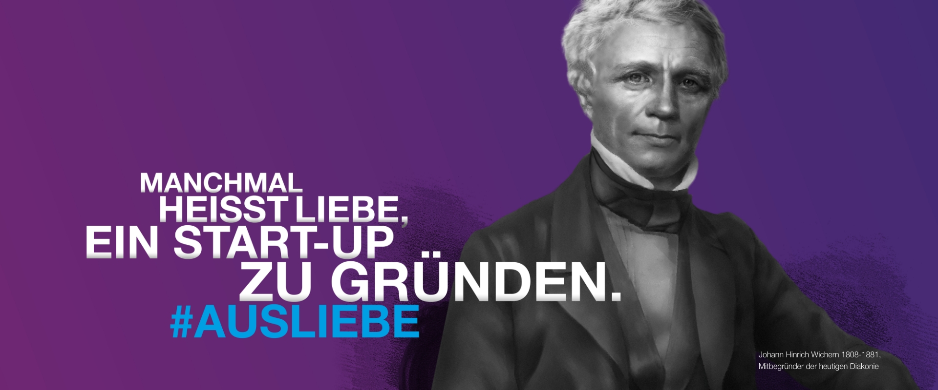Hisorie Banner mit dem Text: Manchmal heisst Liebe ein Startup zu gründen.
